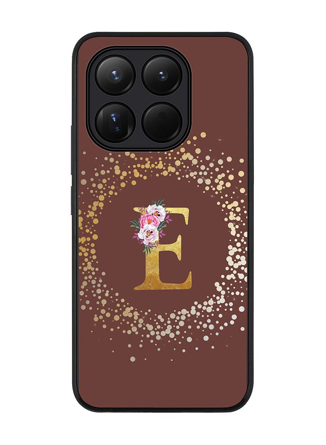 For Xiaomi 15T Case,Slim fit Camera Protection, Shockproof Thin Phone cover  - Custom Monogram Floral - E  (Brown )